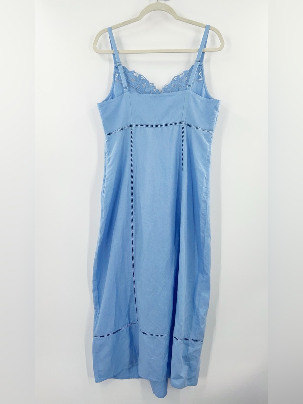 Madewell NWT Sweetheart Midi Dress in Linen-Cotton Blend Powder Blue size 10 - Picture 4 of 11